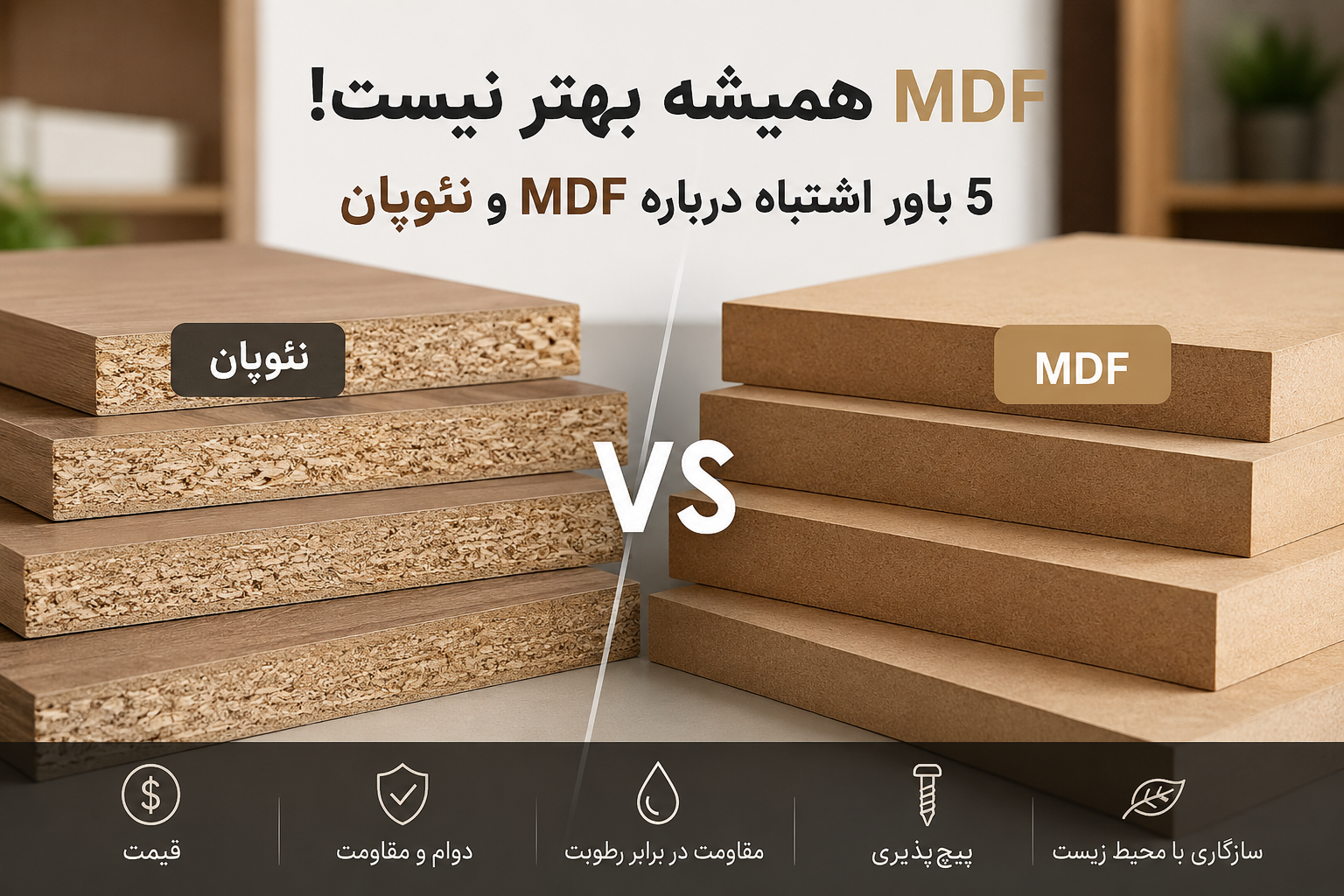 5 باور اشتباه درباره MDF و نئوپان که باعث می‌شود بیشتر هزینه کنید