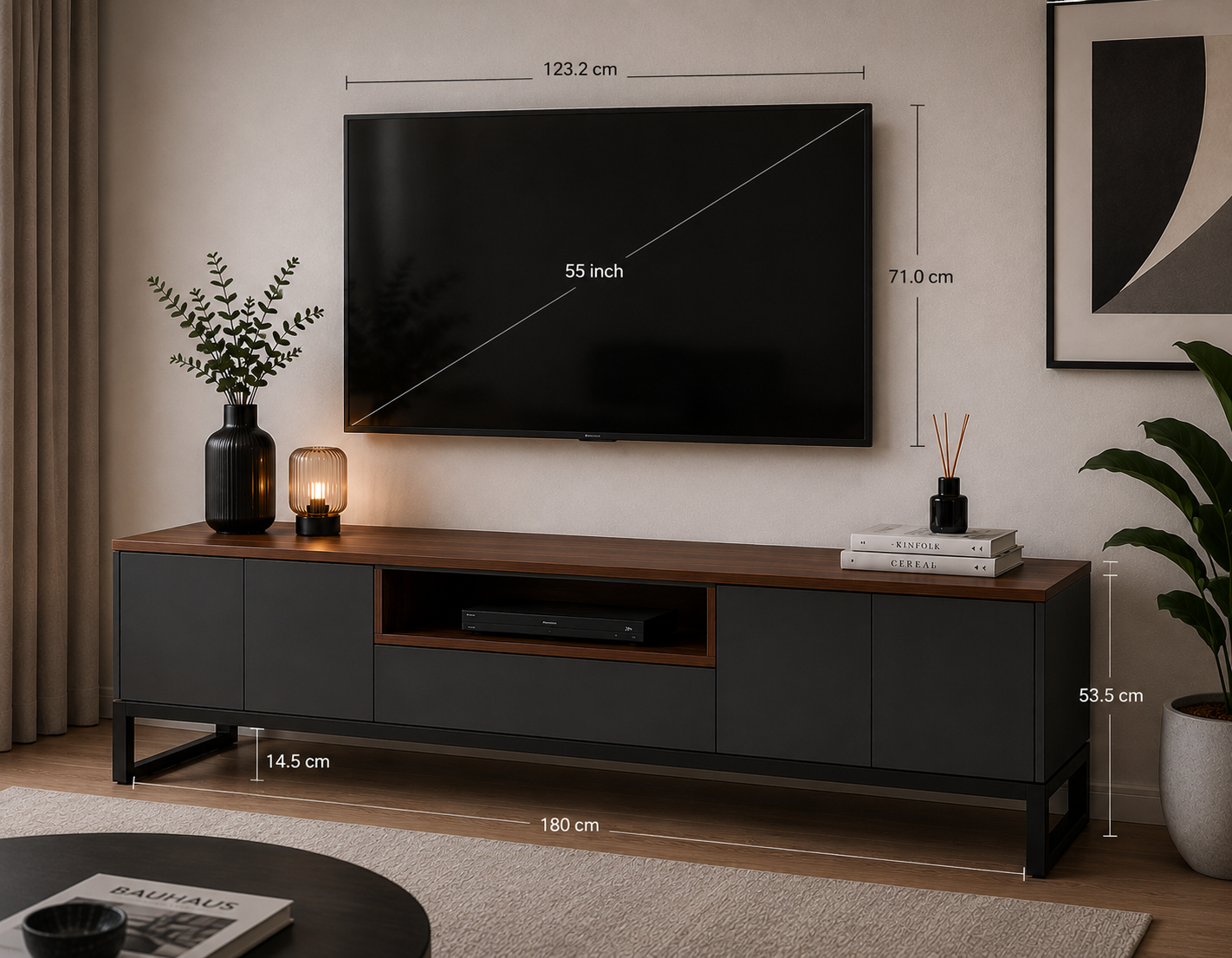 میز تلویزیون مدرن MDF و فلز سپنج کالا