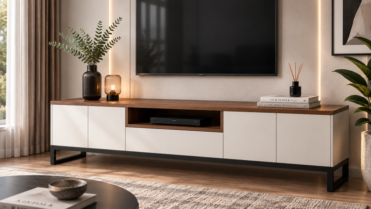 میز تلویزیون مدرن MDF و فلز سپنج کالا